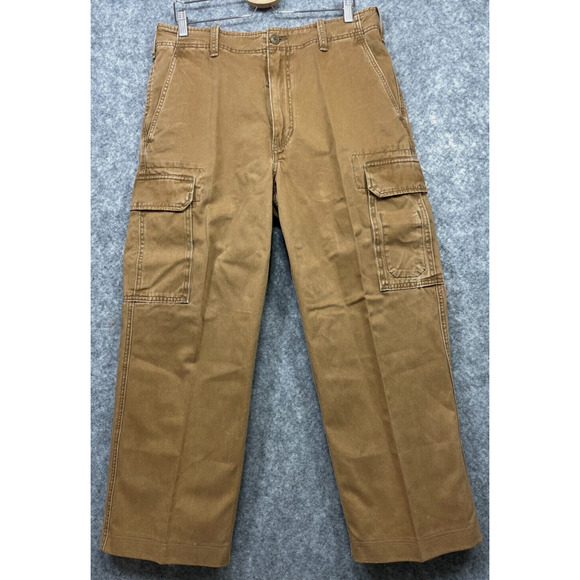 Abercrombie‎ & Fitch Vintage Fatigues Cargo Pants Tan Brown 34x28 Baggy Y2K
